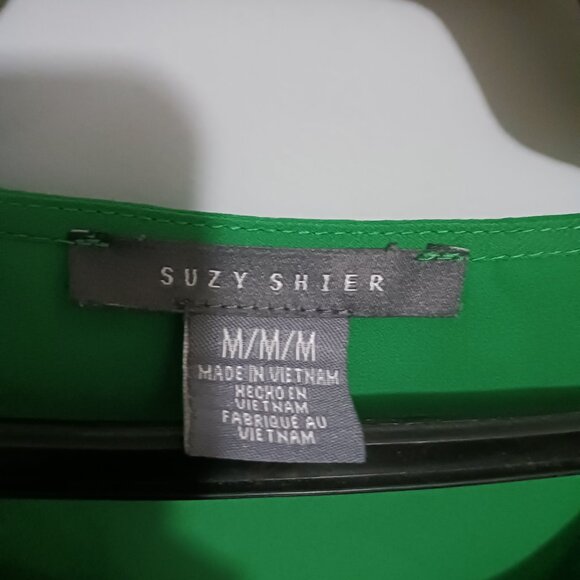 Suzy Shier Green Short-Sleeve V-Neck Knee-Length Dress Women's Size M - Picture 2 of 3